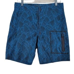 Mack Weldon Swim Trunks Hybrid Shorts Mens 31/32 Blue Wave Surf Stretch (33x8)